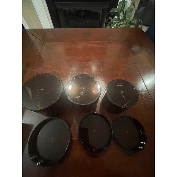 Vintage San Remo Plexiglas Cosmoplast Brown Nesting Containers Canisters Set 3 - Picture 8 of 14
